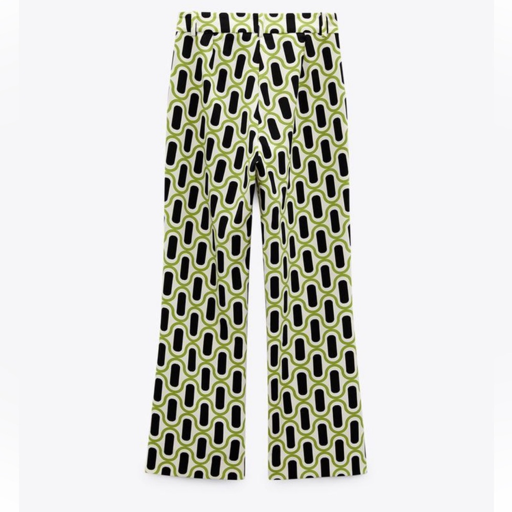 ZARA GEOMETRIC PRINT MINI FLARE PANTS